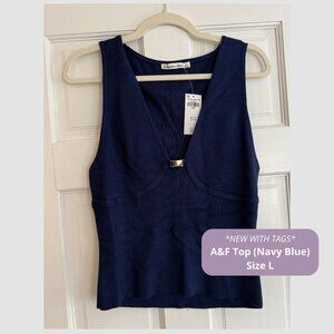 NWT Abercrombie Plunge Top (Midnight Blue) Size L